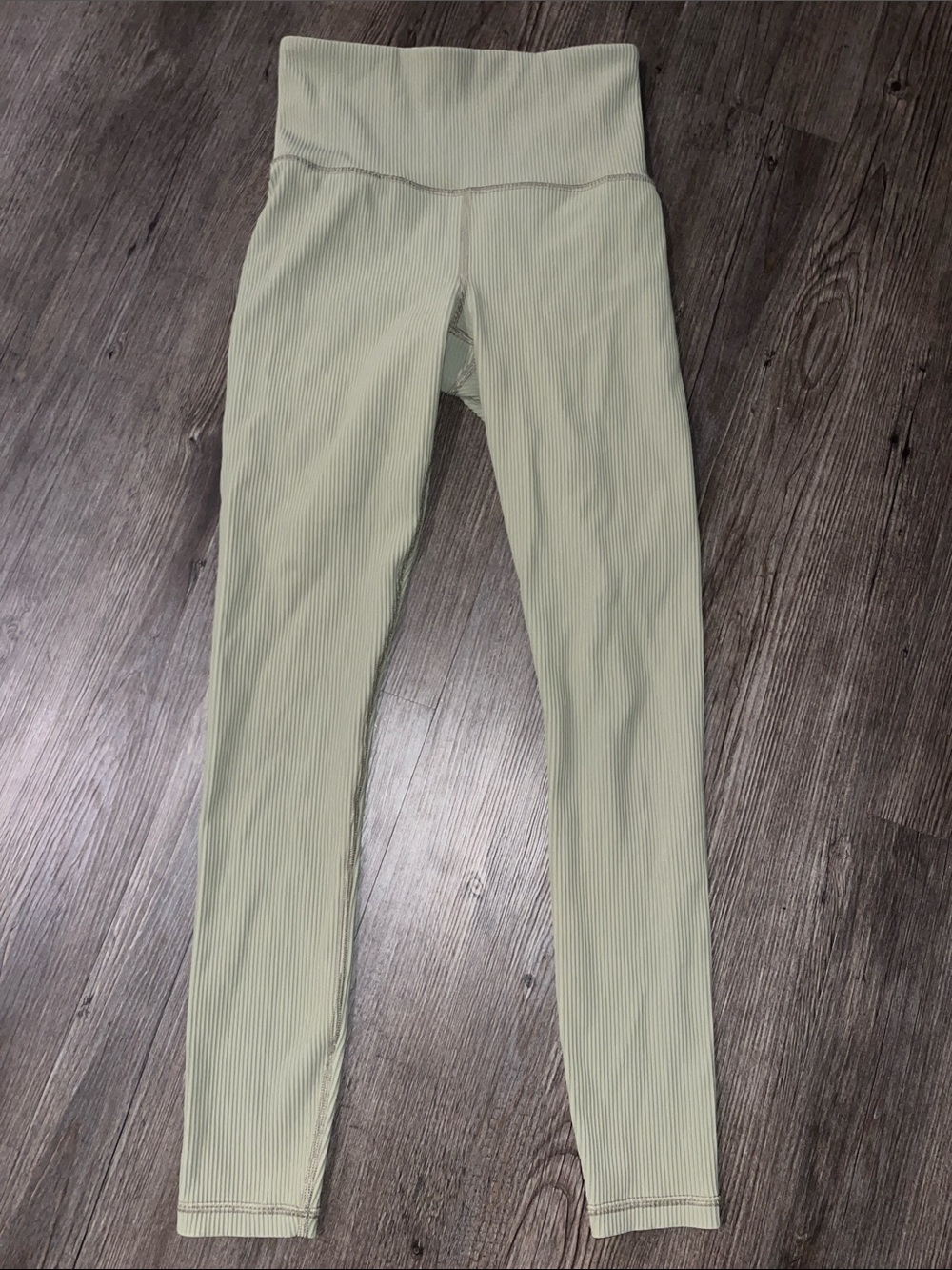 ATHLETA Ribbed High-Waist Leggings in Sage Green
